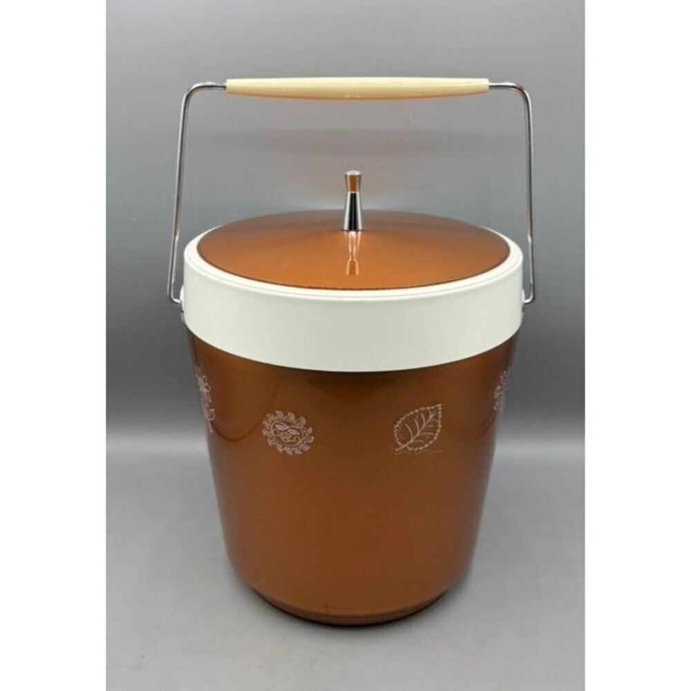 Vtg West Bend Thermo Serve Ice Bucket Copper‎ Tone Insulated Barware